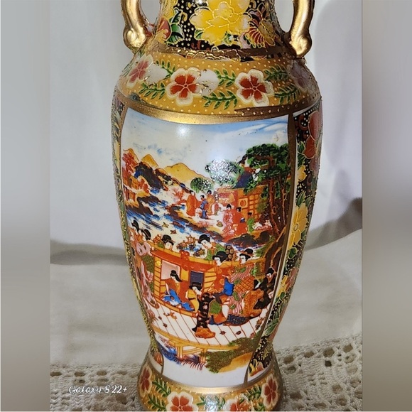 Ant. Japan Export Moriage Satsuma Meiji Period Hand Decorated Porcelain Vase - Picture 11 of 13